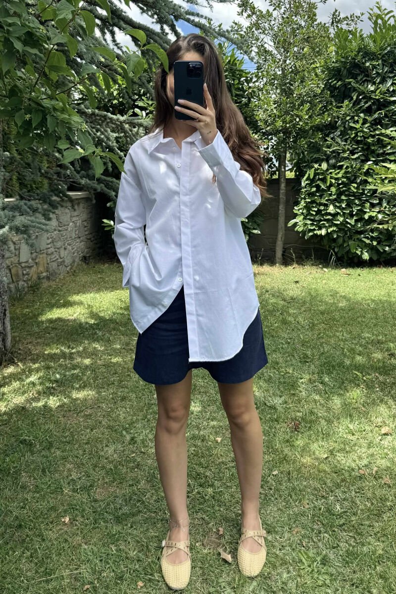 BACK DESIGN ONE COLOR LONG SLEEVE WOMEN SHIRT WHITE-E BARDHE - 9