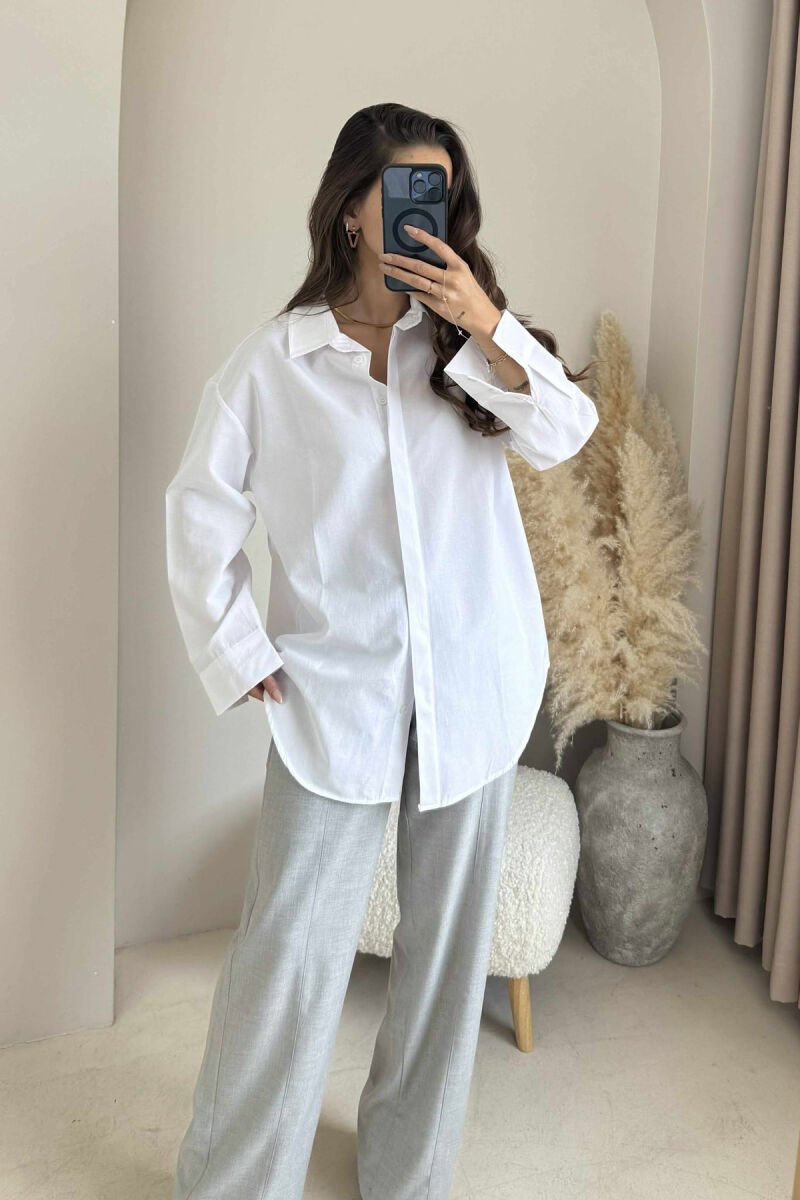 BACK DESIGN ONE COLOR LONG SLEEVE WOMEN SHIRT WHITE-E BARDHE - 6