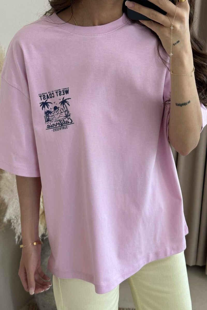 BACK DESIGN ONE COLOR WOMEN T-SHIRT PINK/ROZE - 3