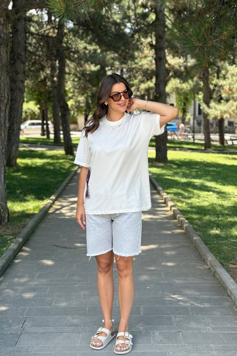 BACK DESIGN ONE COLOR WOMEN T-SHIRT WHITE-E BARDHE - 1