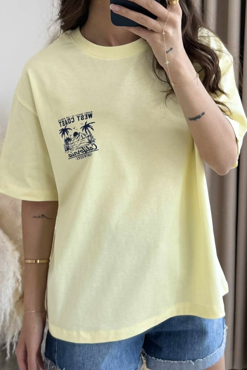 BACK DESIGN ONE COLOR WOMEN T-SHIRT YELLOW/E VERDHE - 2