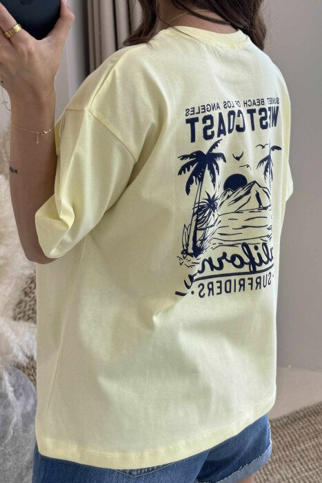 BACK DESIGN ONE COLOR WOMEN T-SHIRT YELLOW/E VERDHE - 3
