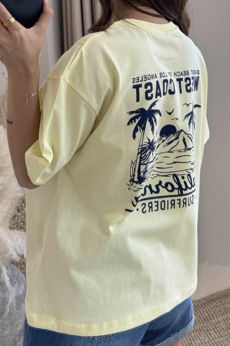 BACK DESIGN ONE COLOR WOMEN T-SHIRT YELLOW/E VERDHE - 3
