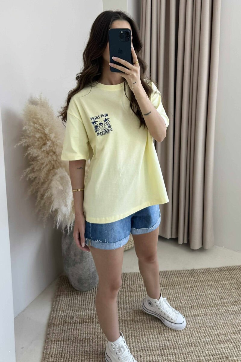 BACK DESIGN ONE COLOR WOMEN T-SHIRT YELLOW/E VERDHE - 4