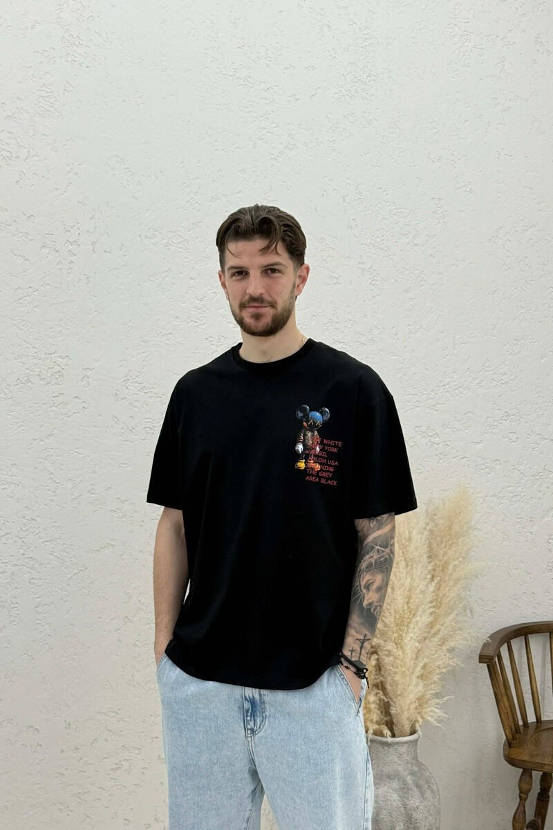BACK IMAGE DESIGN MEN T-SHIRT BLACK/ E ZEZE - 1