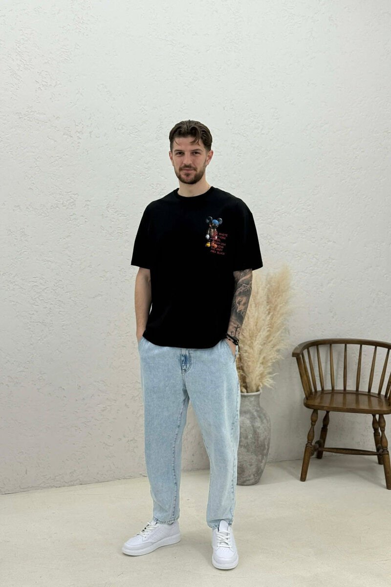 BACK IMAGE DESIGN MEN T-SHIRT BLACK/ E ZEZE - 2