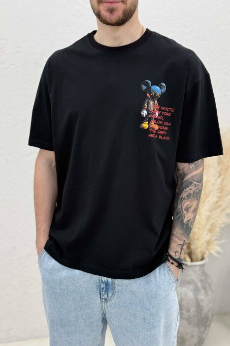 BACK IMAGE DESIGN MEN T-SHIRT BLACK/ E ZEZE - 3