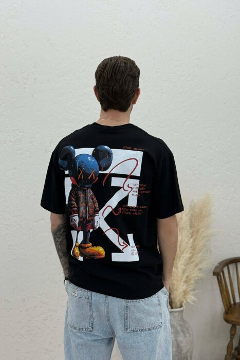 BACK IMAGE DESIGN MEN T-SHIRT BLACK/ E ZEZE - 4