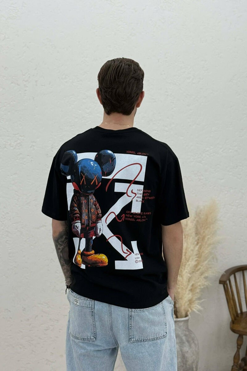 BACK IMAGE DESIGN MEN T-SHIRT BLACK/ E ZEZE - 4