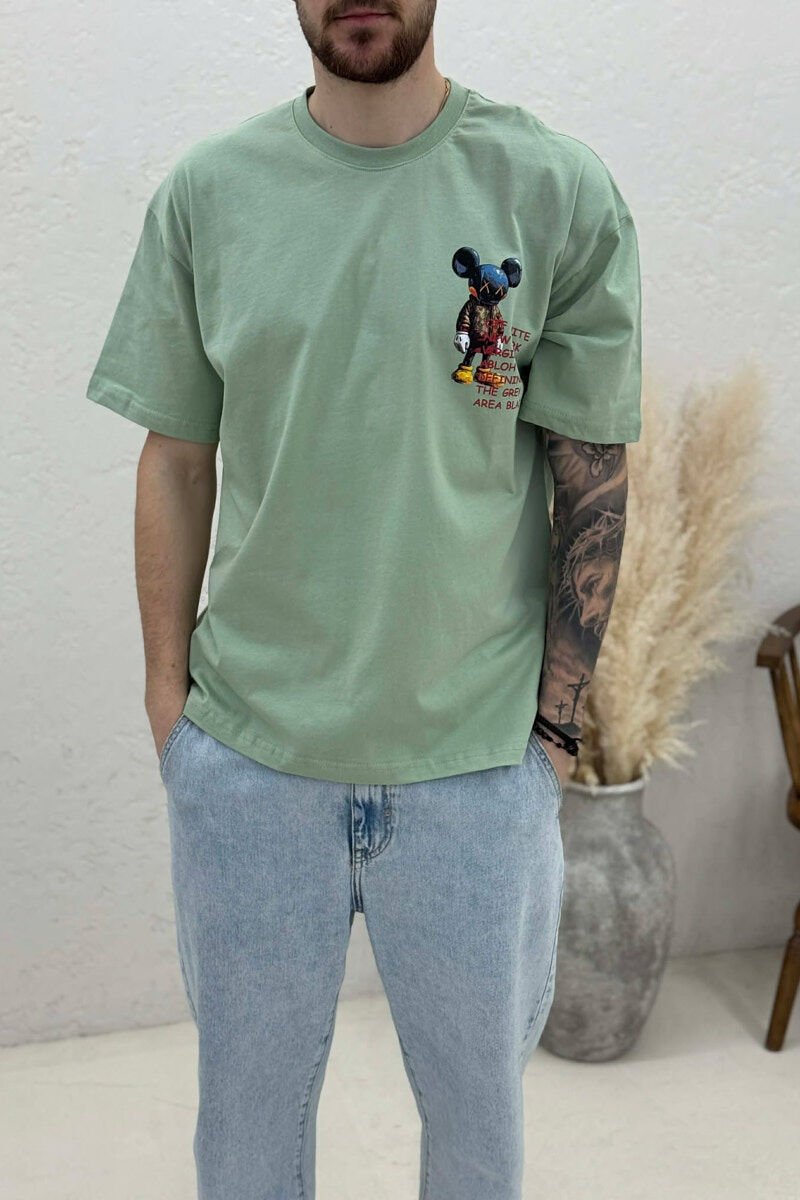 BACK IMAGE DESIGN MEN T-SHIRT MINT/MENTE - 3
