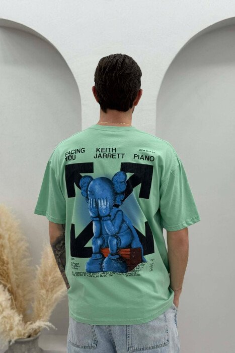 BACK IMAGE & FRONT WRITTINGS MEN T-SHIRT MINT/MENTE - 4