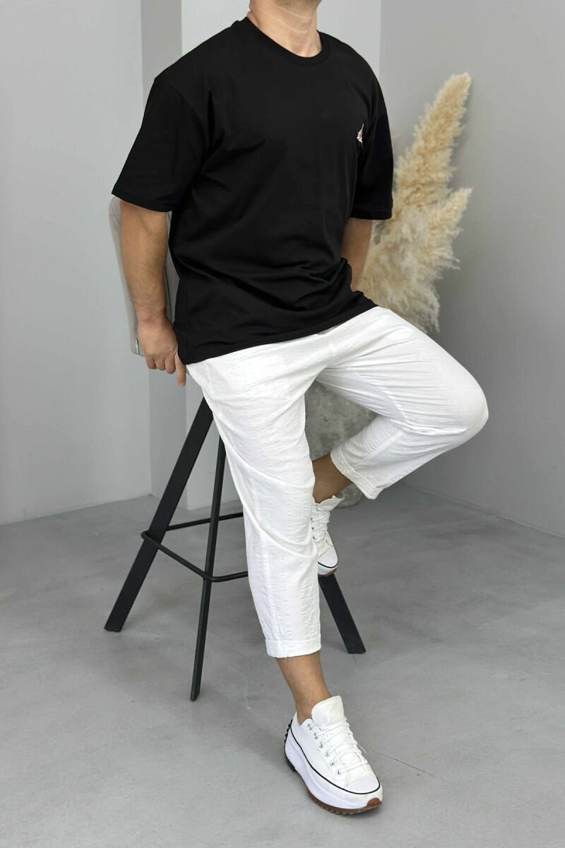 BACK IMAGE ROUND NECK MEN T-SHIRT BLACK/ E ZEZE - 1