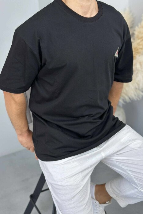 BACK IMAGE ROUND NECK MEN T-SHIRT BLACK/ E ZEZE - 3