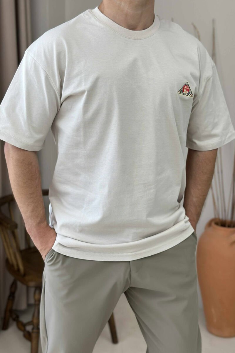 BACK IMAGE ROUND NECK MEN T-SHIRT CREAM/KREM - 3