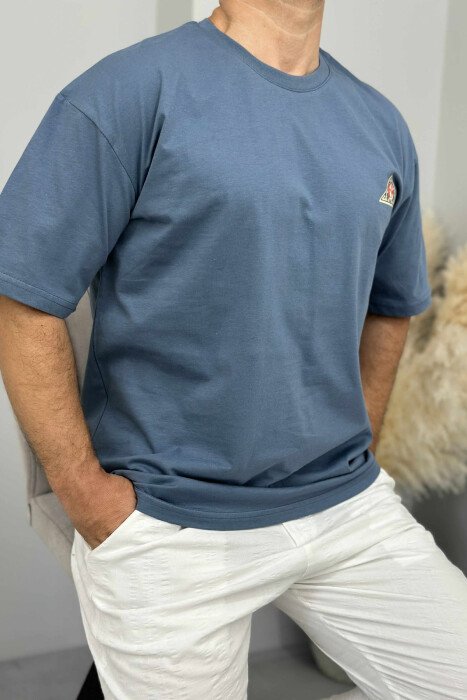 BACK IMAGE ROUND NECK MEN T-SHIRT LIGHTBLUE/BZ - 3