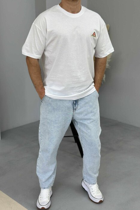 BACK IMAGE ROUND NECK MEN T-SHIRT WHITE-E BARDHE - 