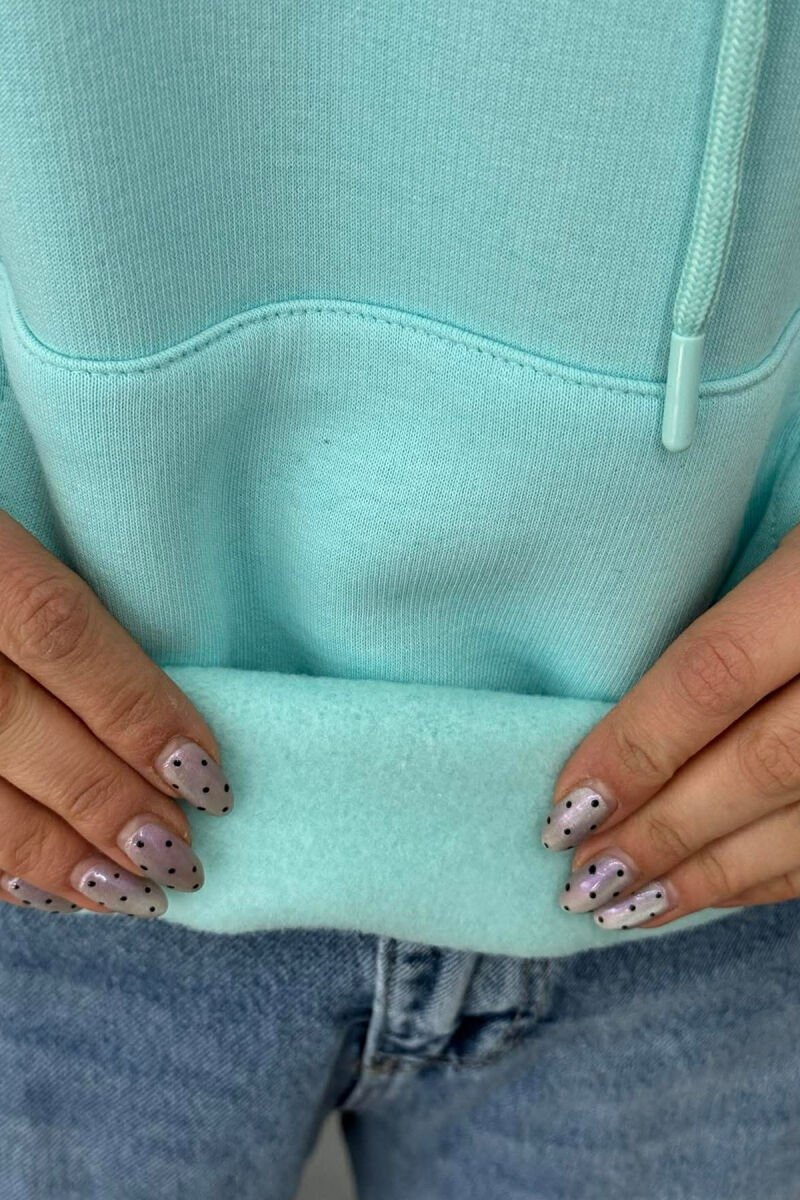 BACK WRITTING FLUFFY WOMEN HOODIE BLUE-MINT/BLME - 5