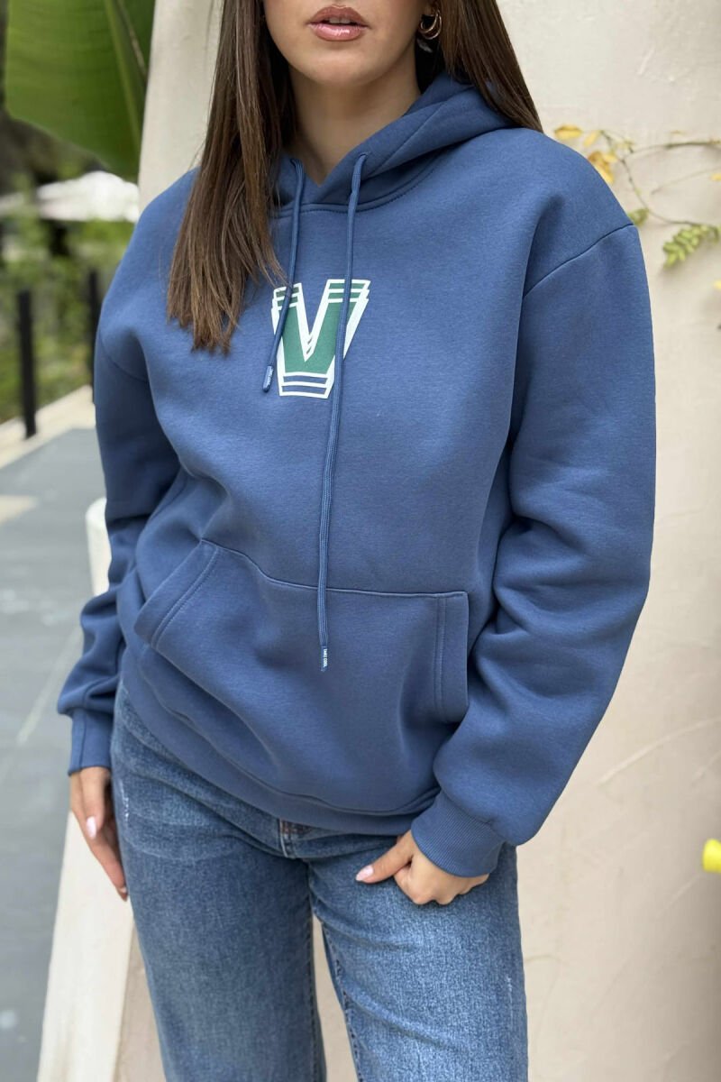 BACK WRITTING FLUFFY WOMEN HOODIE BLUE/BLU - 4