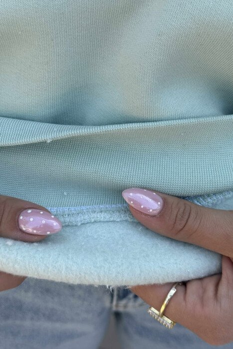 BACK WRITTING FLUFFY WOMEN HOODIE MINT/MENTE - 5