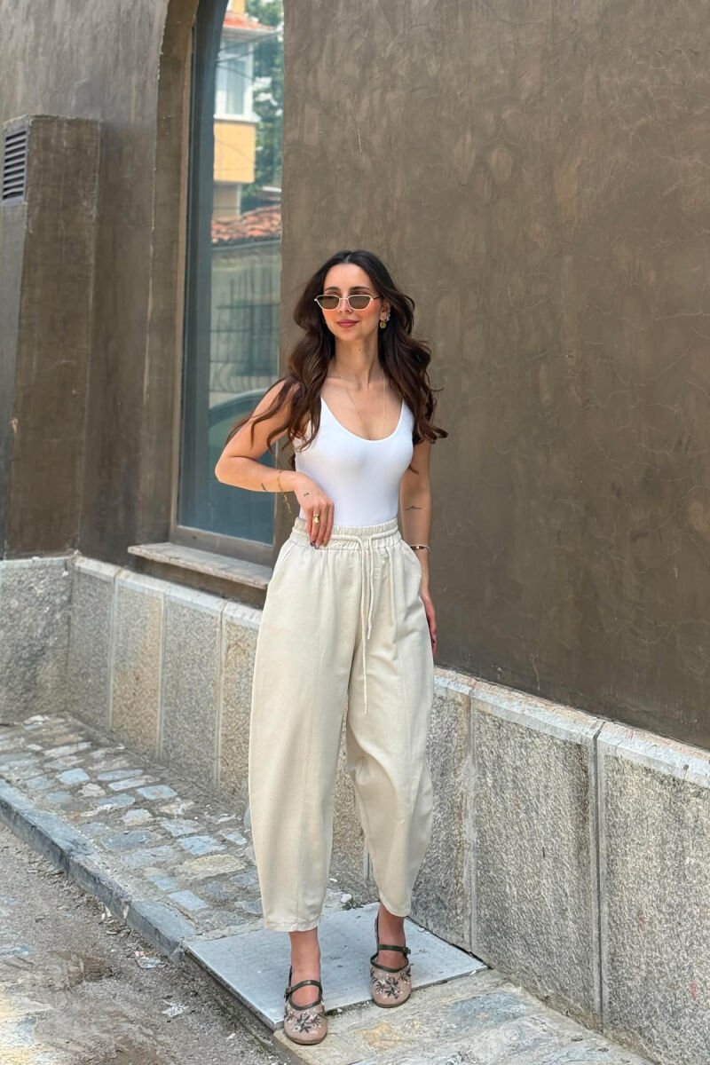BALLON ONE COLOR WOMAN TROUSERS CREAM/KREM - 2