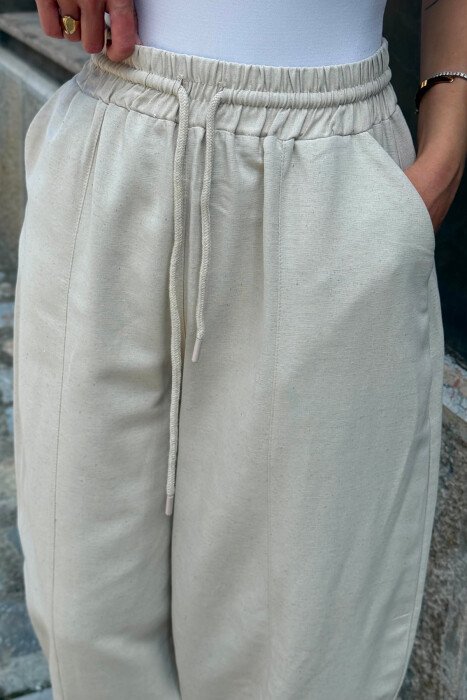BALLON ONE COLOR WOMAN TROUSERS CREAM/KREM - 5
