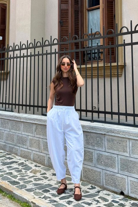 BALLON ONE COLOR WOMAN TROUSERS WHITE-E BARDHE - 5