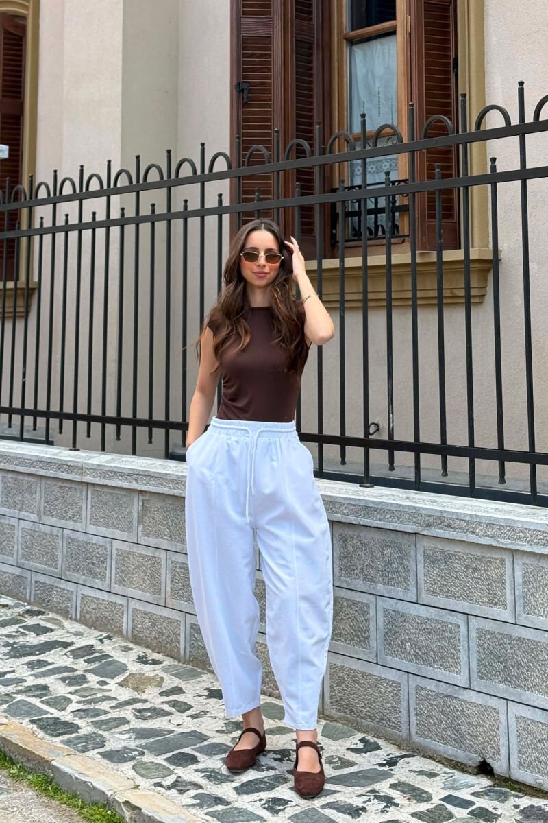 BALLON ONE COLOR WOMAN TROUSERS WHITE-E BARDHE - 5