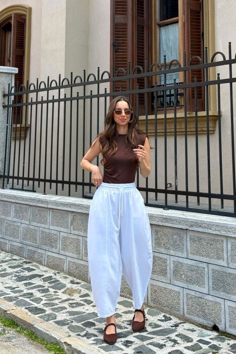 BALLON ONE COLOR WOMAN TROUSERS WHITE-E BARDHE - 6