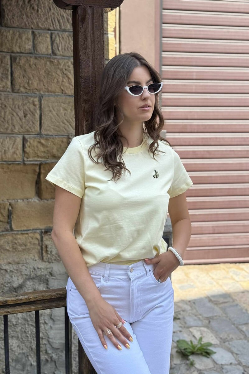 BANANA LOGO ONE COLOR ROUND NECK WOMEN T-SHIRT YELLOW/E VERDHE - 3
