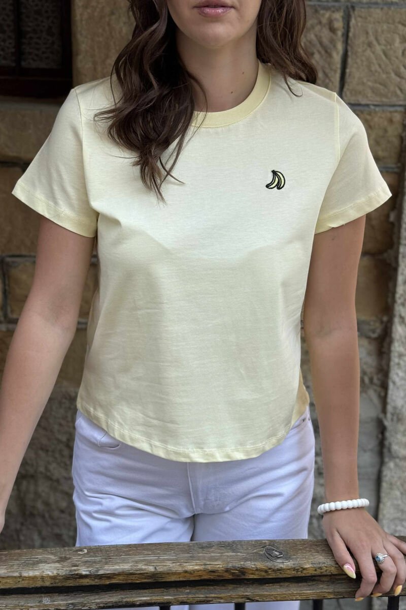 BANANA LOGO ONE COLOR ROUND NECK WOMEN T-SHIRT YELLOW/E VERDHE - 4