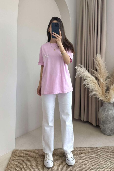 T-SHIRT I THJESHTË ME SHKRIM BARBIE PËR FEMRA NË NGJYRËN ROZË - KLAUDIO FASHION