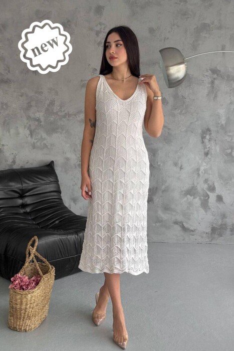 BEACH WOMAN DRESS CREAM/KREM - KLAUDIO FASHION