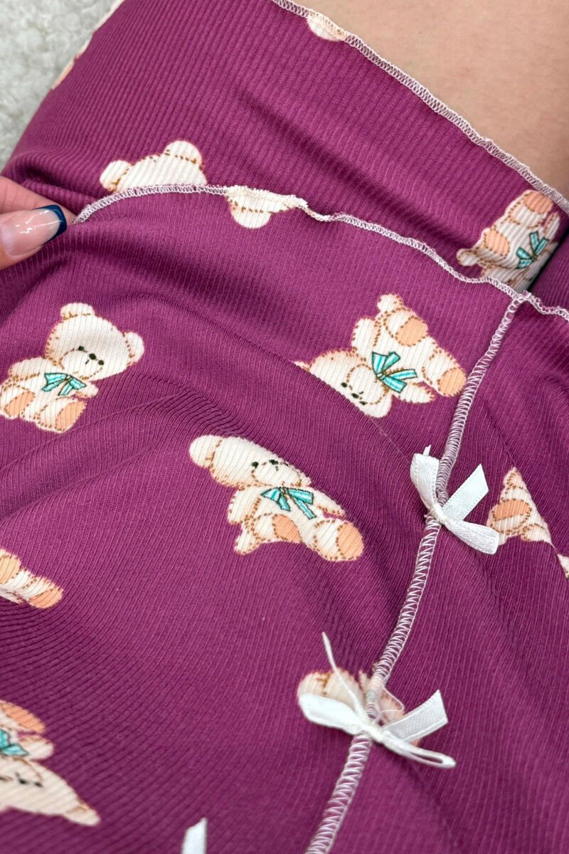 BEAR DESIGN SHIRT + SHORTS WOMEN PYJAMAS PURPLE/LEJLA - 4