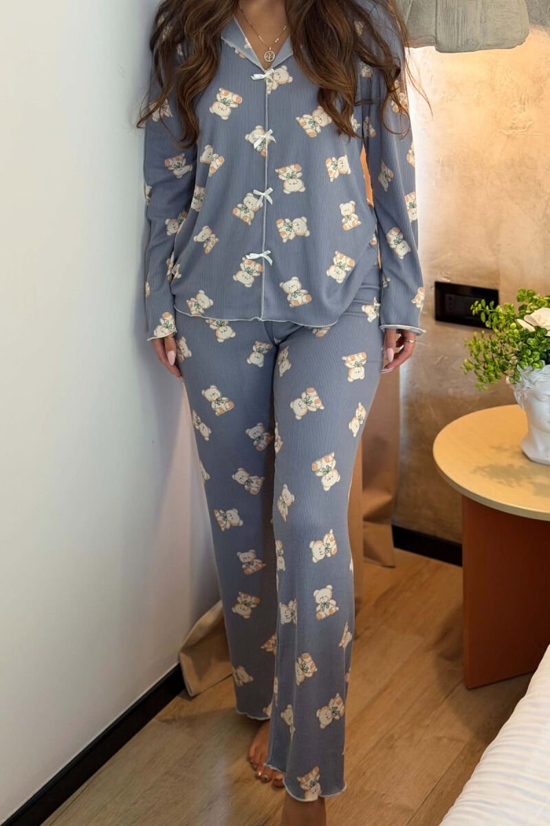 BEAR DESIGN SHIRT+ TROUSERS WOMEN PYJAMAS GREY/GRI - 7