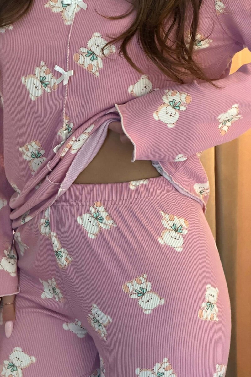 BEAR DESIGN SHIRT+ TROUSERS WOMEN PYJAMAS POWDER/PUDER - 4