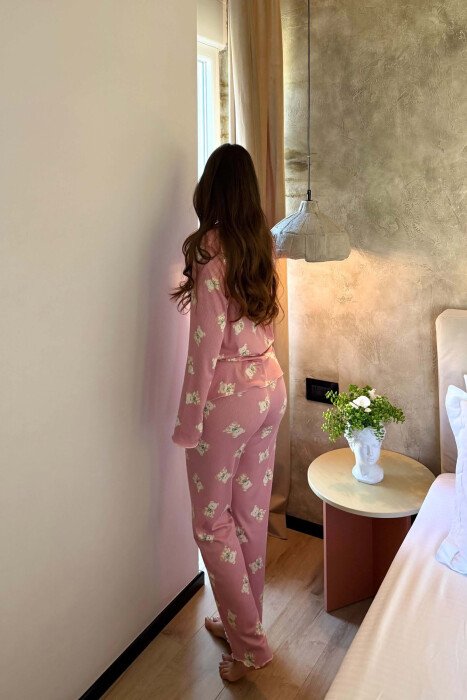 BEAR DESIGN SHIRT+ TROUSERS WOMEN PYJAMAS POWDER/PUDER - 6