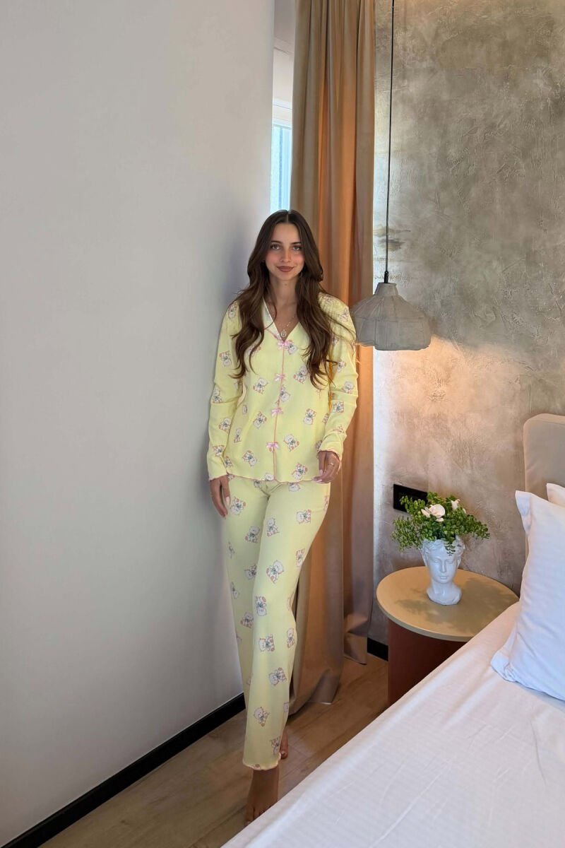 BEAR DESIGN SHIRT+ TROUSERS WOMEN PYJAMAS YELLOW/E VERDHE - 5