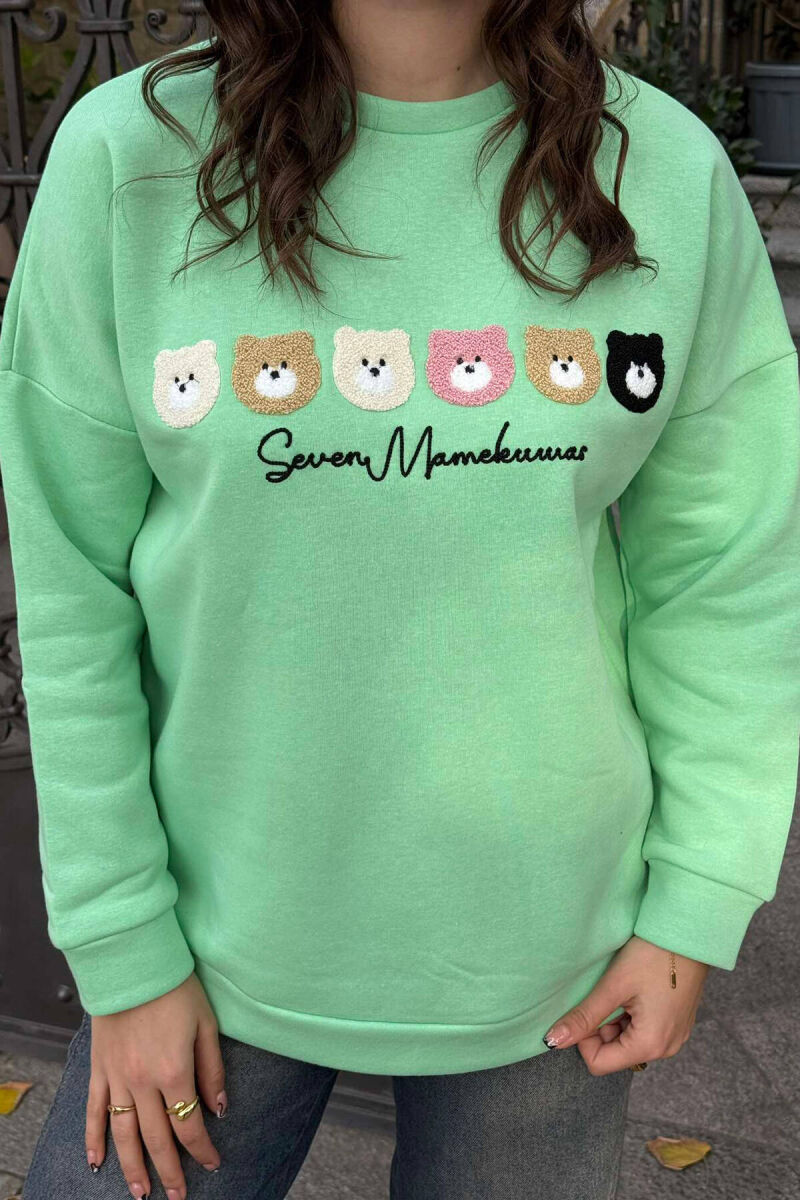 BEAR DESIGN SWEATSHIRT MINT/MENTE - 1