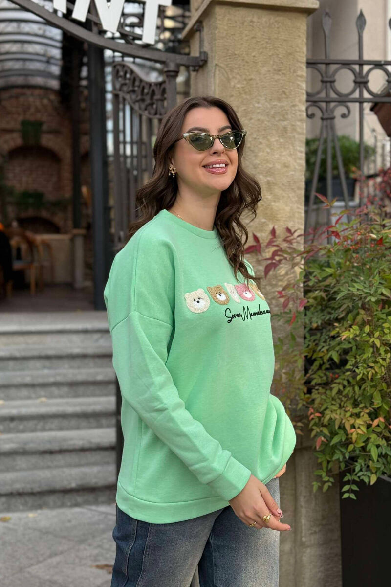 BEAR DESIGN SWEATSHIRT MINT/MENTE - 3