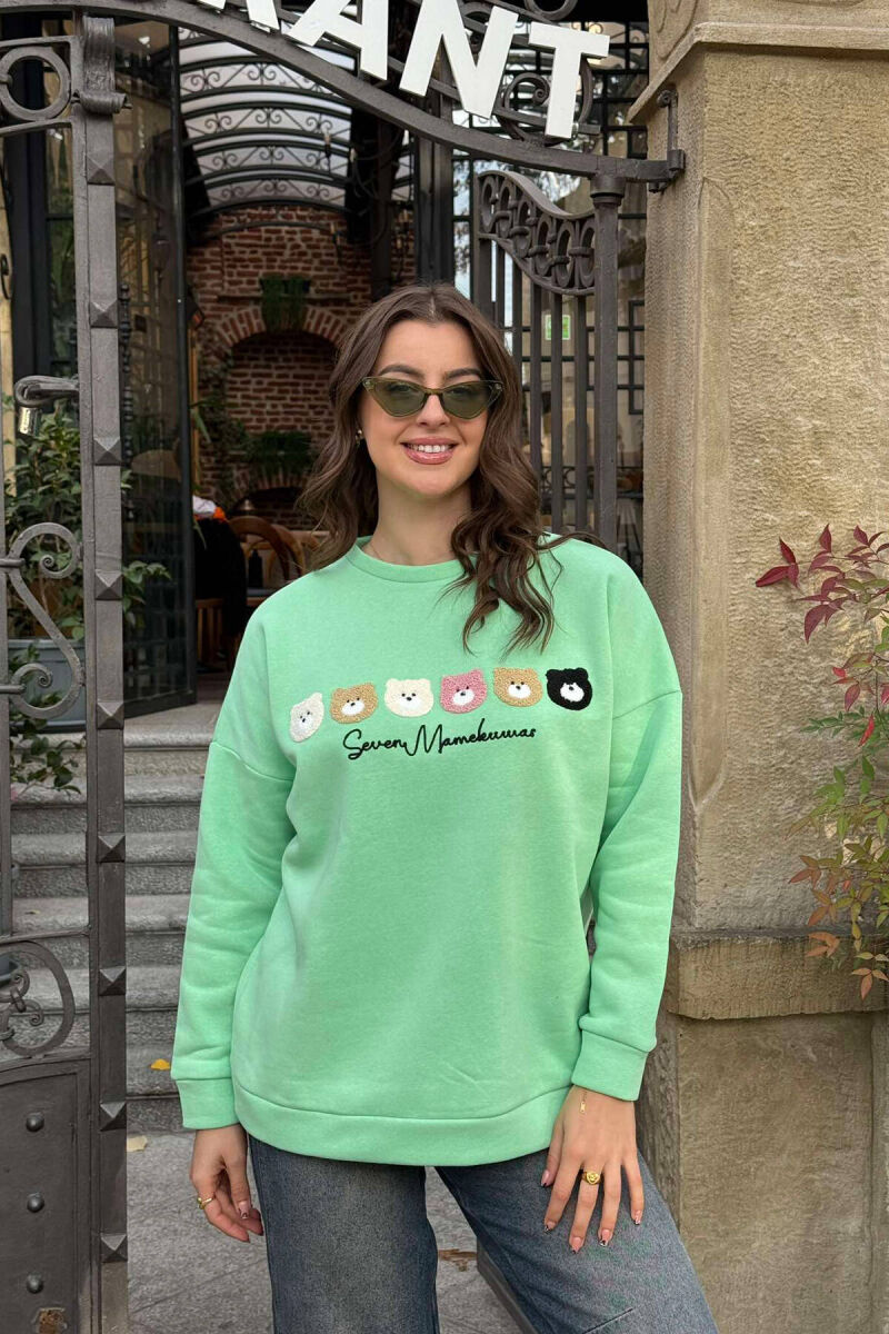 BEAR DESIGN SWEATSHIRT MINT/MENTE - 4