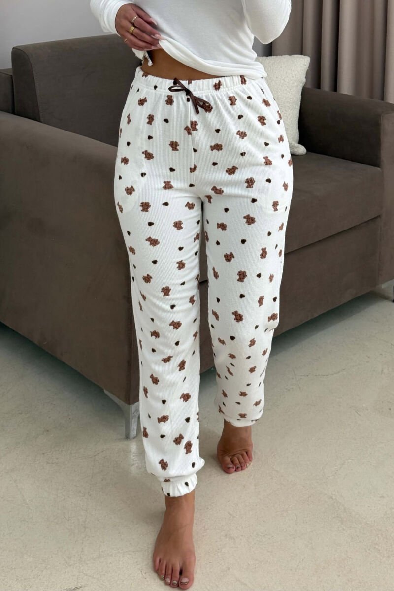 BEAR & HEARTS WOMAN JOGGERS WHITE-E BARDHE - 3