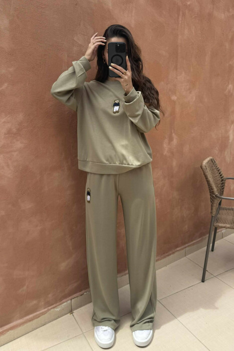 BEAR IMAGE BLOUSE+ SWEATPANTS ONE COLOR WOMEN SET MINT/MENTE - 2