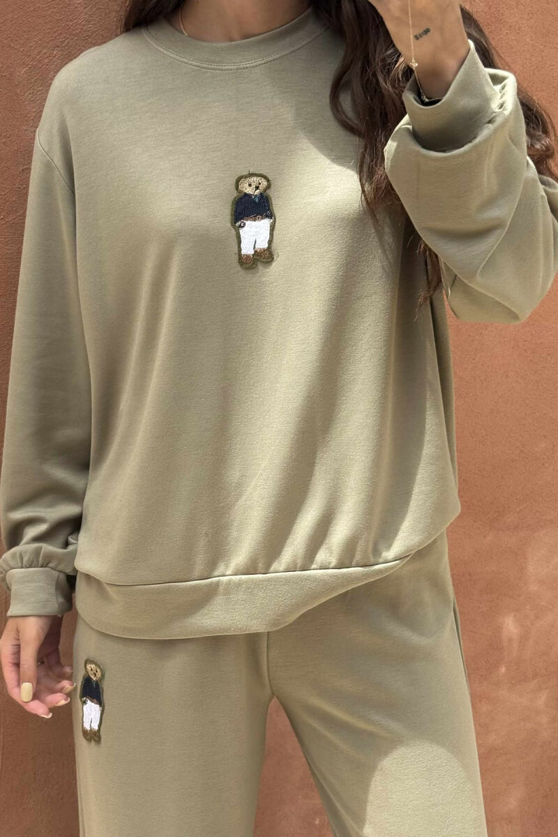 BEAR IMAGE BLOUSE+ SWEATPANTS ONE COLOR WOMEN SET MINT/MENTE - 3