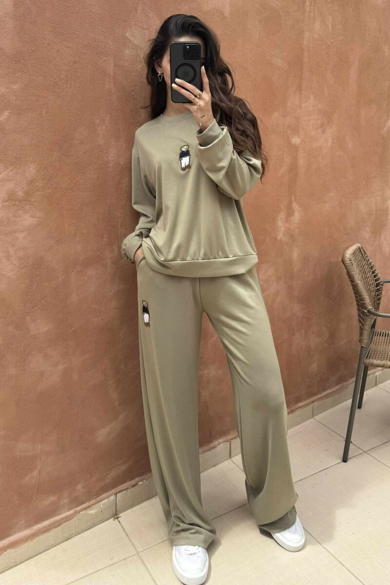 BEAR IMAGE BLOUSE+ SWEATPANTS ONE COLOR WOMEN SET MINT/MENTE - 6