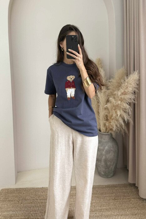 BEAR IMAGE ONE COLOR WOMEN T-SHIRT DARK GREY/GEE 