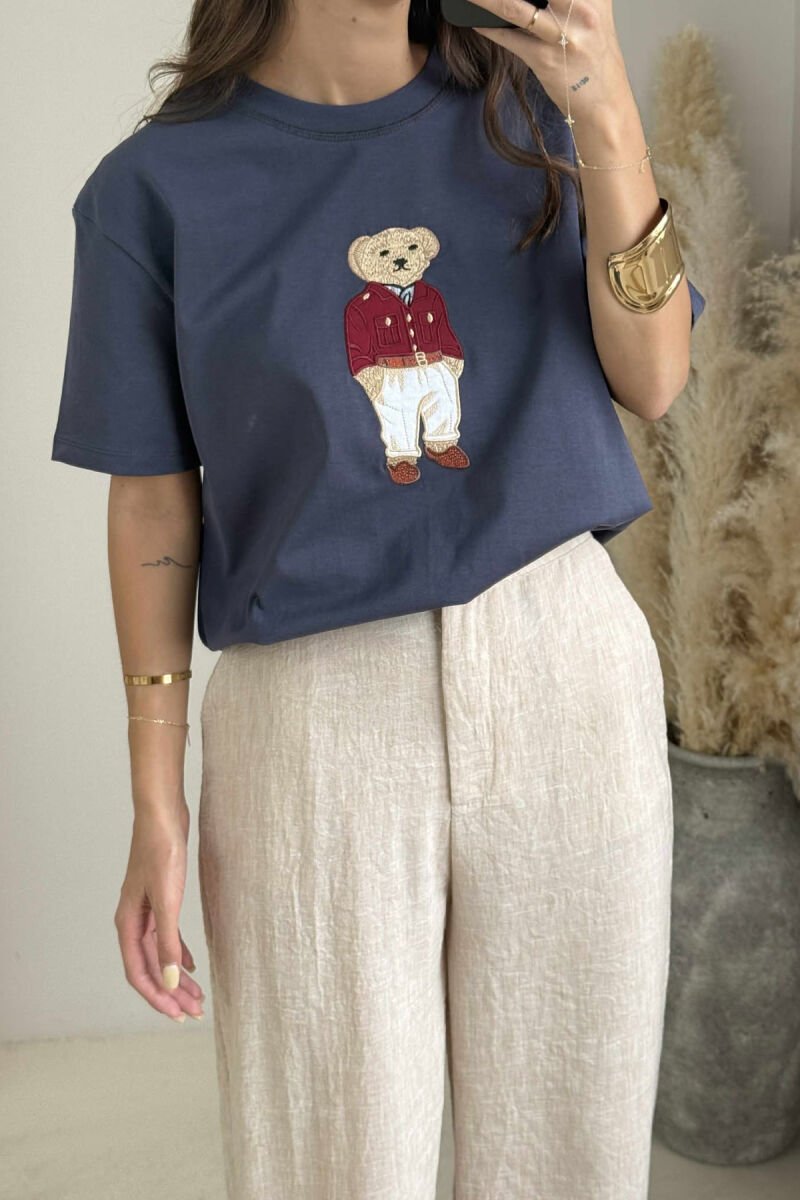 BEAR IMAGE ONE COLOR WOMEN T-SHIRT DARK GREY/GEE - 4