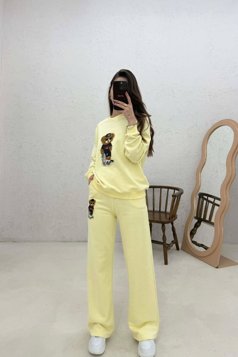 BEAR IMAGE SWEATSHIRT + SWEATPANTS WOMAN SET YELLOW/E VERDHE - 2