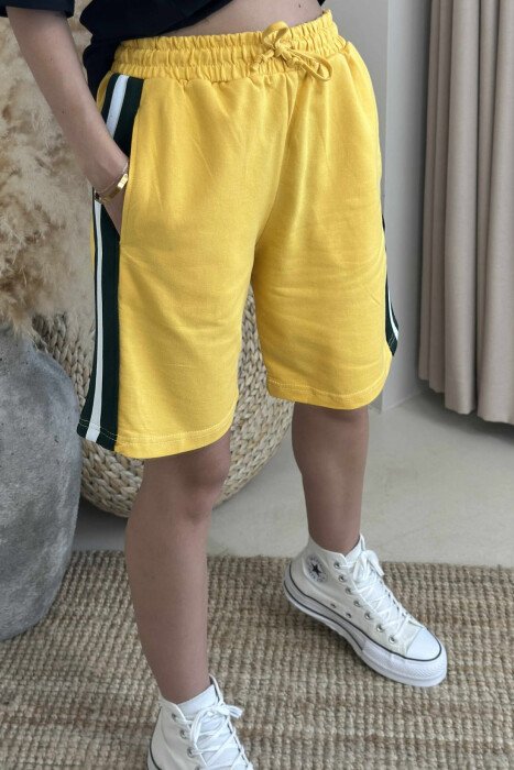 BEAR IMAGE T-SHIRT+SHORTS WOMEN SET BLACK-YELLOW/ZEVE - 4