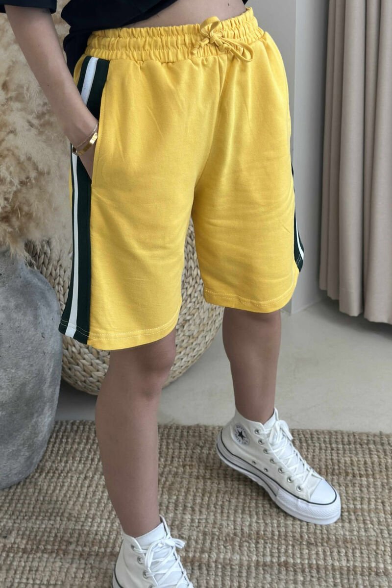 BEAR IMAGE T-SHIRT+SHORTS WOMEN SET BLACK-YELLOW/ZEVE - 4