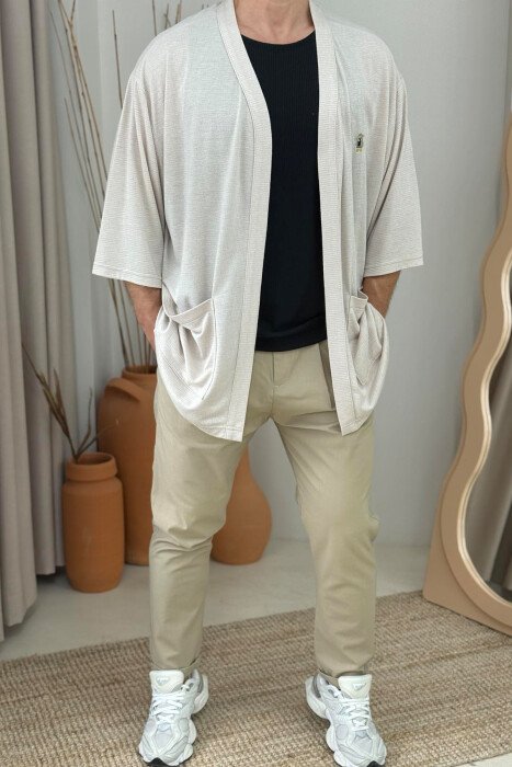 BEAR LOGO ONE COLOR MEN SHIRT LIGHT BEIGE/BZHZB - 